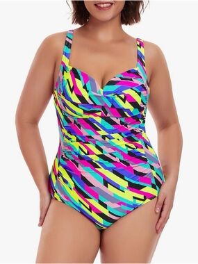 Ocean Blues Women’s Plus Size One Piece Bathing Suit Tummy Control One Piece